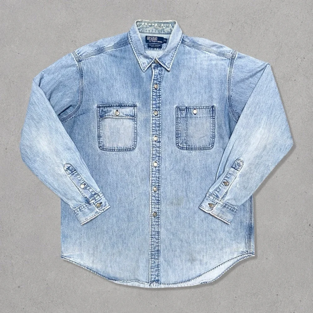 Polo Ralph Lauren Dungaree Workshirt XL Denim Button Down Western Blue Cotton